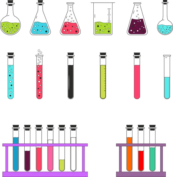 Selection Presents Chemical Glassware Painted Different Colours — Stock Vector