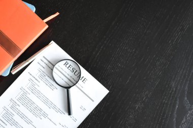 Üst Görünüm Özgeçmişinin Düz yatağı Kopyalama alanı ile yakın plan.