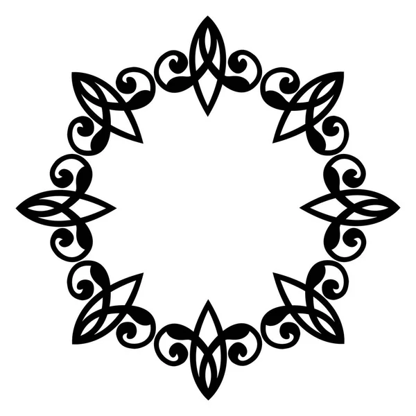 Konstnärliga Svarta Och Vita Cirkeln Ram Orientalisk Stil — Stock vektor