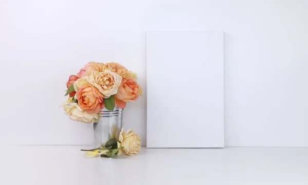 Plátno Mock Růže Inteligentní Objekt Bílá — Stock fotografie