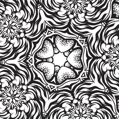 Karmaşık süsleme, siyah ve beyaz vektör çizim