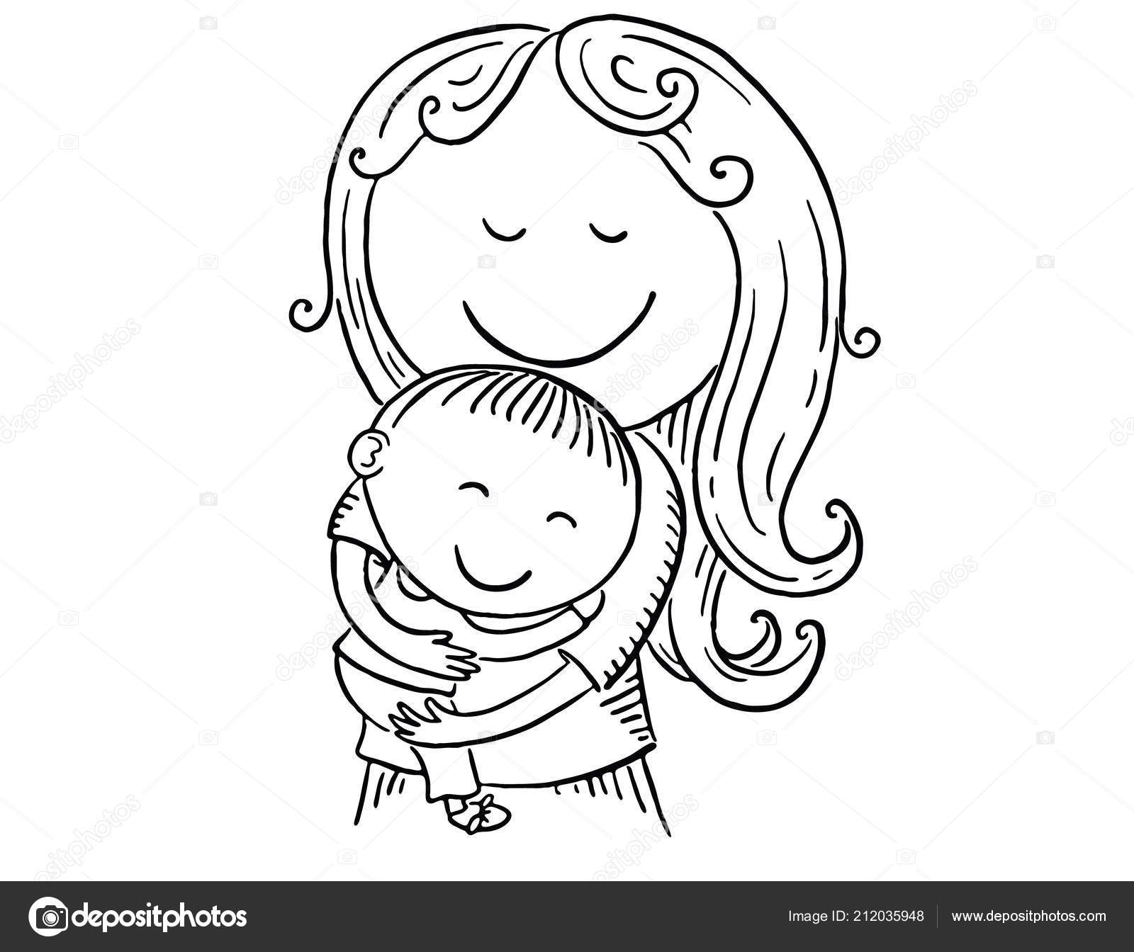 Glückliche CartoonMutter mit Kind, Vektorillustration
