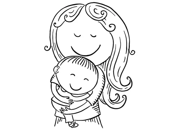 Felice madre cartone animato con un bambino, illustrazione vettoriale — Vettoriale Stock