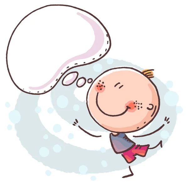 Doodle ragazzo con una bolla discorso, vettore clipart — Vettoriale Stock