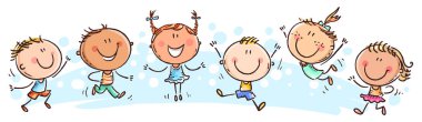 Arka arkaya altı mutlu doodle çocuk