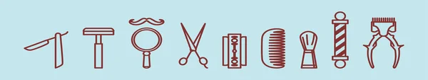 Set Van Kappers Tools Cartoon Pictogram Ontwerp Template Met Verschillende — Stockvector