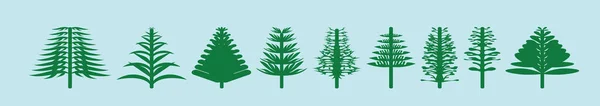 Σύνολο Araucaria Δέντρο Καρτούν Πρότυπο Σχεδιασμού Εικονίδιο Διάφορα Μοντέλα Διανυσματική — Διανυσματικό Αρχείο