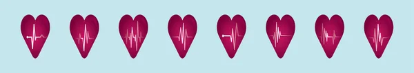 Набір Серцевого Ритму Сучасний Шаблон Дизайну Мультфільмів Різними Моделями Векторна — стоковий вектор