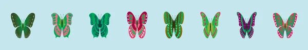 Набор Современных Шаблонов Иконок Бабочки Различными Моделями Логотипа Изолированным Синем — стоковый вектор