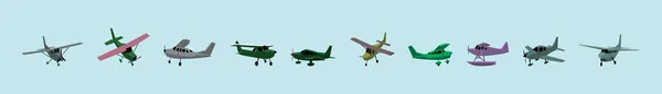 Készlet Cessna Sík Rajzfilm Ikon Design Sablon Különböző Modellek Vektor — Stock Vector