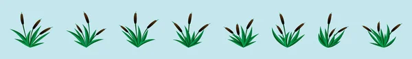 一套尾巴植物卡通图标设计模板与各种模型 在蓝色背景上孤立的向量图 — 图库矢量图片