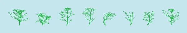 Ensemble Calendula Fleurs Dessin Animé Icône Modèle Conception Avec Divers — Image vectorielle