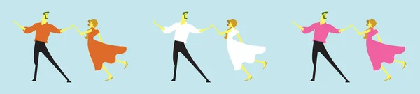 Conjunto Bailarines Pareja Plantilla Diseño Icono Dibujos Animados Con Varios — Archivo Imágenes Vectoriales