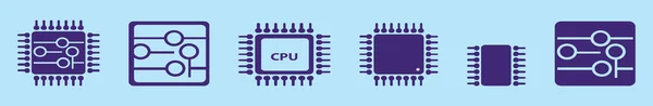 Satz Von Computer Prozessor Prozessorschichten Cpu Ikone Design Vorlage Vektorillustration — Stockvektor