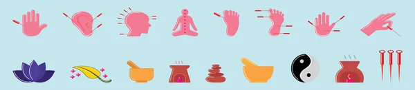 Conjunto Plantillas Diseño Iconos Dibujos Animados Medicina Alternativa Con Varios — Vector de stock