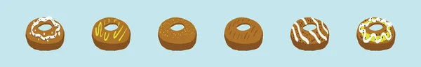 Set Donuts Cartoon Icon Design Template Various Models Vector Illustration — Stock Vector