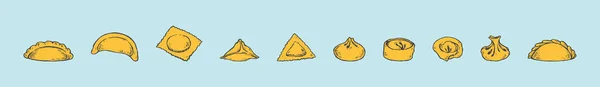 Set Dumplings Cartoon Icon Design Template Various Models Vector Illustration — Stock Vector