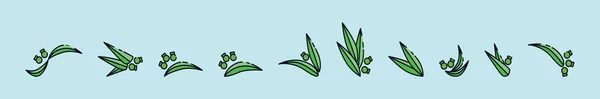 Set Aus Gumminüssen Und Blättern Natürliche Cartoon Ikone Design Vorlage — Stockvektor