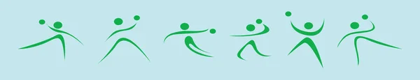 Set Van Handbal Speler Sport Cartoon Pictogram Ontwerp Template Met — Stockvector