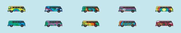 Set Van Bus Cartoon Pictogram Ontwerp Sjabloon Met Verschillende Modellen — Stockvector