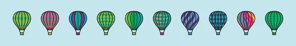 Készlet Hőlégballon Rajzfilm Ikon Design Sablon Különböző Modellek Vektor Illusztráció — Stock Vector