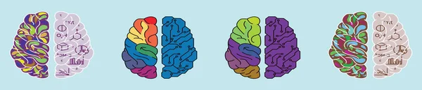 Набор Концепция Творчества Человеческого Мозга Мультфильм Иконка Дизайн Шаблон Различными — стоковый вектор