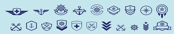 Set Von Alten Militärischen Vektor Design Für Etikett Logo Und — Stockvektor
