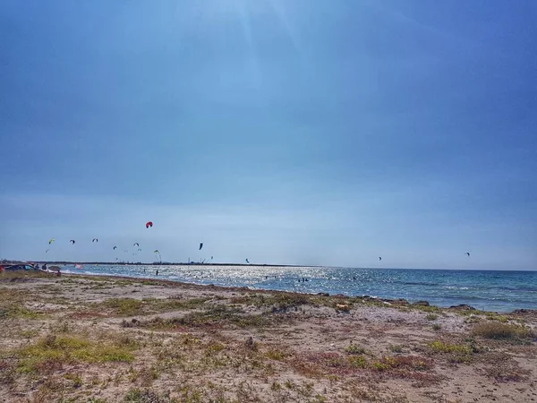 Een Wild Strand Krim Een Plek Vliegeren Hoge Kwaliteit Foto — Stockfoto