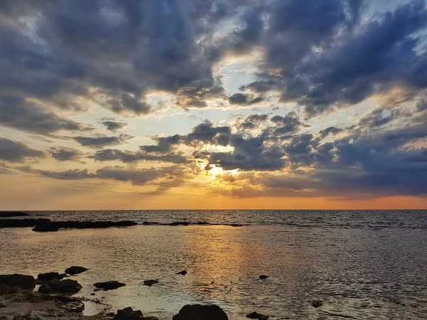 Crimea Evening Landscape Sunset Sea High Quality Photo — Stock Photo, Image