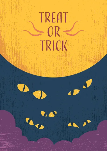 Halloween Theme Invitation Card Set Trick Treat Postcard Texture Background — Stock Vector