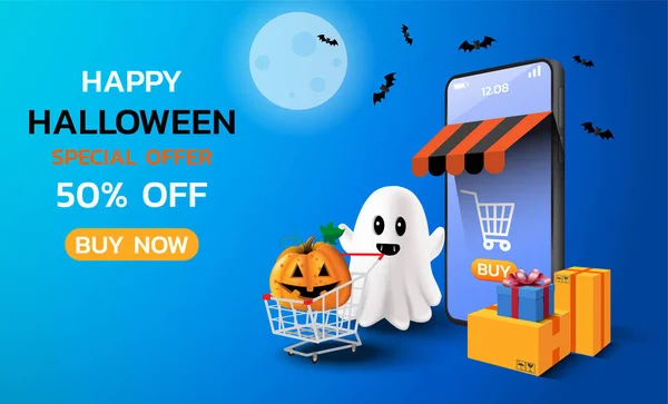 Szczęśliwego Halloween Baner Sprzedaży — Wektor stockowy