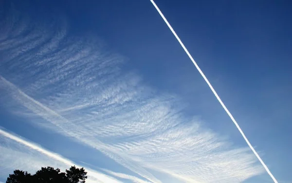 Avión Sigue Cielo Azul — Foto de Stock