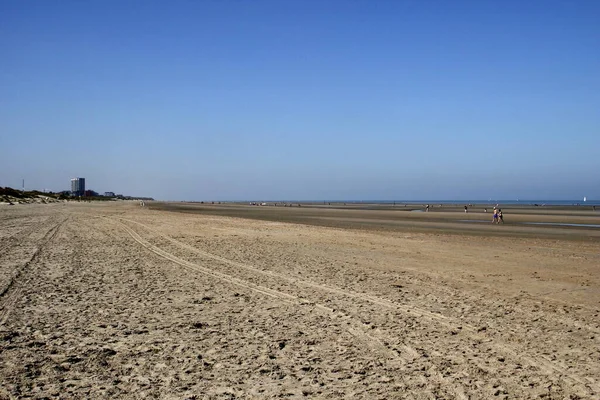 Low Tide View Huge North Sea Beach Nieuwpoort Oostduinkerke Belgium — Stock Photo, Image