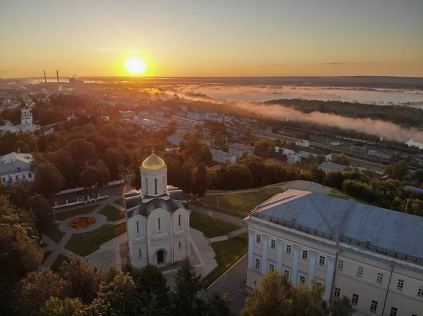 Catedral San Demetrio Vladimir Rusia Fotografiado Dron Amanecer Patrimonio Mundial —  Fotos de Stock