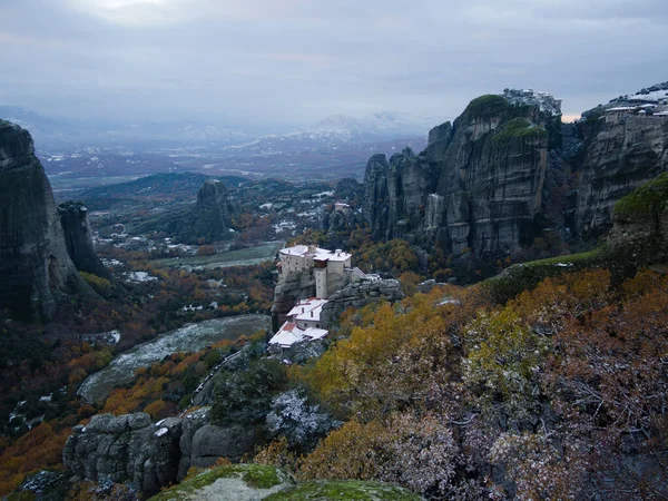 The famous monastery in the Meteora mountains. Autumn. Kalambaka Greece . UNESCO world heritage