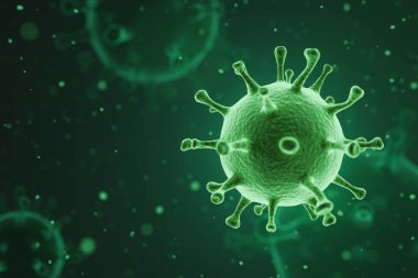 Konak organizmada enfeksiyona neden olan patojenik virüsler, viral salgın, 3 boyutlu illüstrasyon