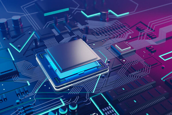 CPU and Computer chip concept 3d illustration