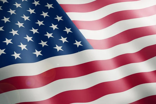 Americká Vlajka Vlaje Větrem Detailní Záběr — Stock fotografie