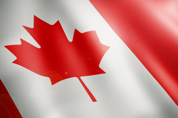 canada flag blowing wind. Close-up.