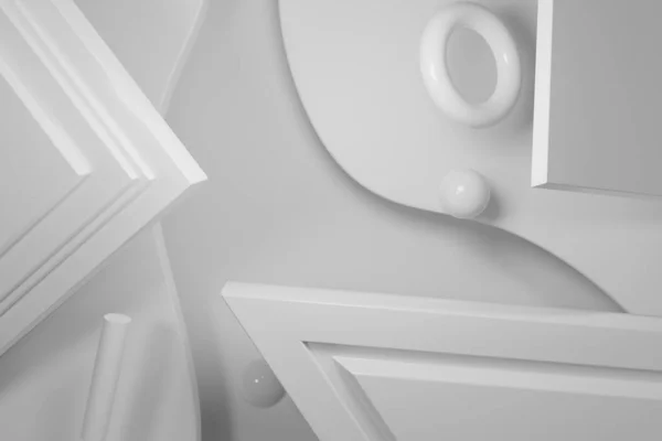 Minimalist Abstract Background Primitive Geometrical Figures Pastel Colors Illustration Podium — Stock Photo, Image