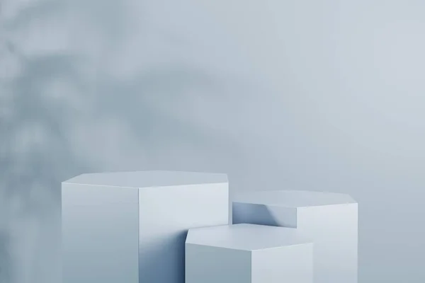 Ürün sunumu için Mockup podyumu, mavi pastel arkaplan, 3d görüntüleme, 3d illüstrasyon