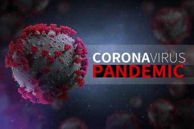 Mikroskop altında Corona virüsü Coronavirüs COVID-2019 'un 3 boyutlu çizimi