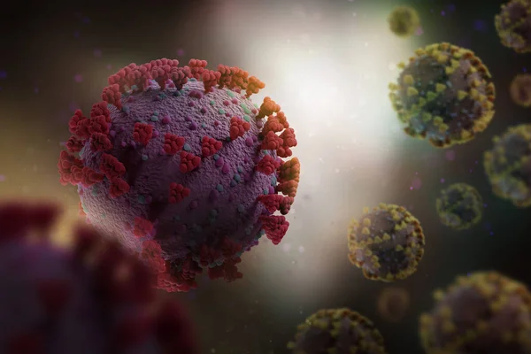 현미경으로 코로나 바이러스 코로나 바이러스 Coronavirus Covid 2019 — 스톡 사진