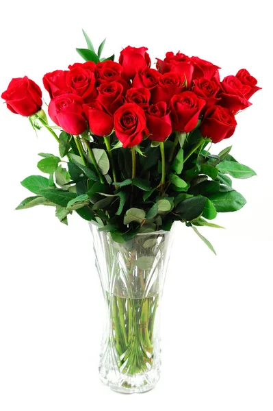 Red Roses Vase Isolated White Background Royalty Free Stock Photos