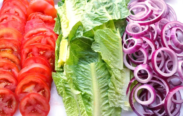 Fresh Vegetable Prepared Hamburger — Stock Photo, Image