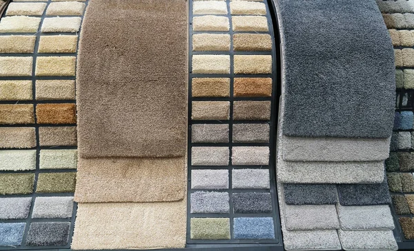 Échantillons Tapis Colorés Dans Magasin — Photo