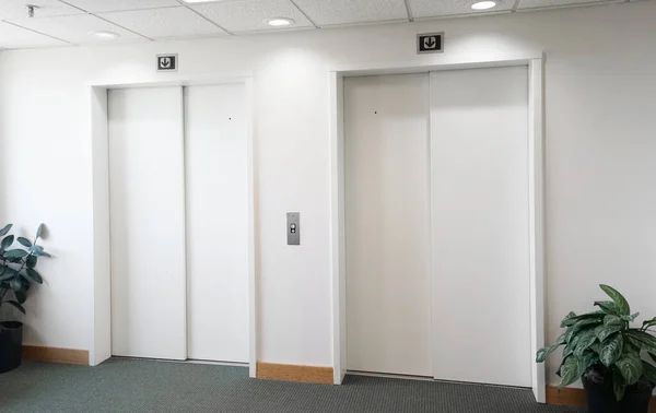 elevators with door closed inside the office building