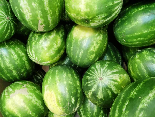 Haufen Frischer Wassermelonen Der Erntezeit — Stockfoto