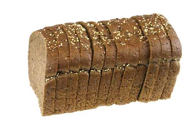 Close Dark Whole Grain Sliced Bread White Background — Stock Photo, Image