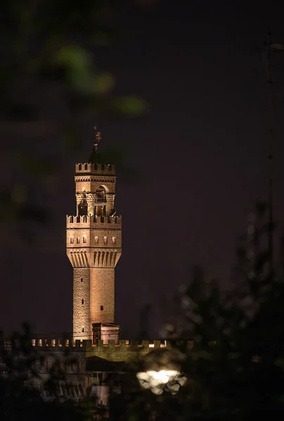 Palazzo Vecchio Noite Terreno Alto — Fotografia de Stock